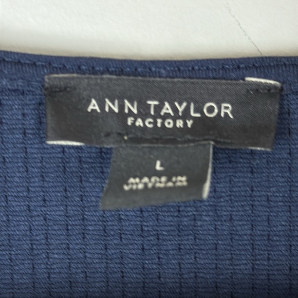 Ann Taylor Deep Blue Faux Wrap Blouse Size Large - Picture 2 of 7